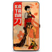 Hinged Wallet - KATANA Bombshell Pose Silhouette Face Flowers Tan Reds Hinged Wallets DC Comics   