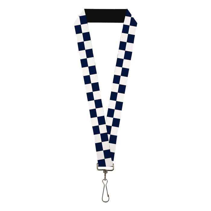 Lanyard - 1.0" - Checker Midnight Blue White Lanyards Buckle-Down   