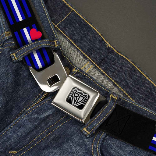 BD Wings Logo CLOSE-UP Full Color Black Silver Seatbelt Belt - Flag Leather Black/Blue/Red/White Webbing Seatbelt Belts Buckle-Down   