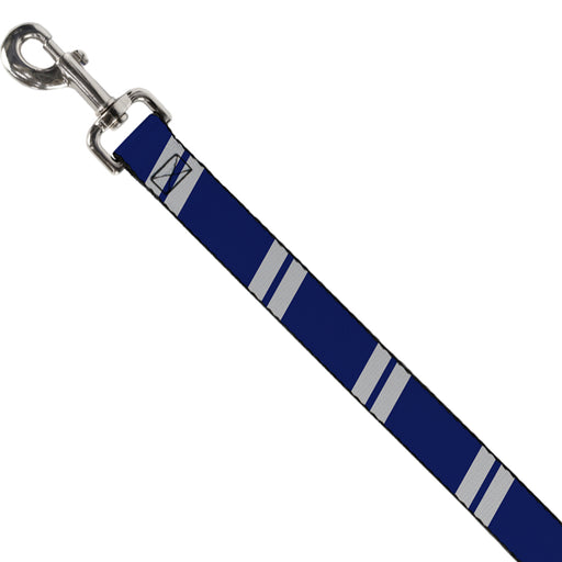 Dog Leash - Hash Mark Stripe Double Navy/Silver Dog Leashes Buckle-Down   