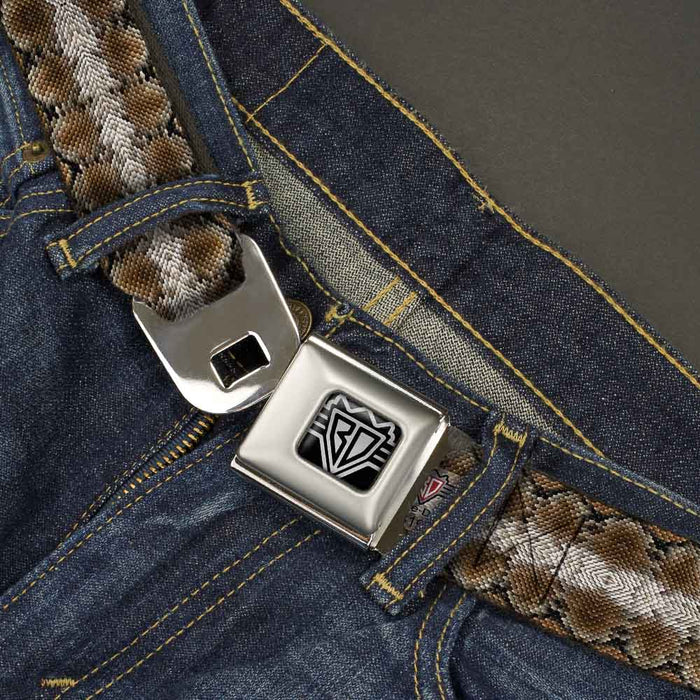 BD Wings Logo CLOSE-UP Full Color Black Silver Seatbelt Belt - Snake Skin 2 Webbing Seatbelt Belts Buckle-Down   