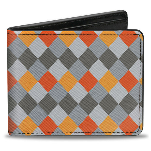 Bi-Fold Wallet - Diamond Plaid Grays Orange Bi-Fold Wallets Buckle-Down   