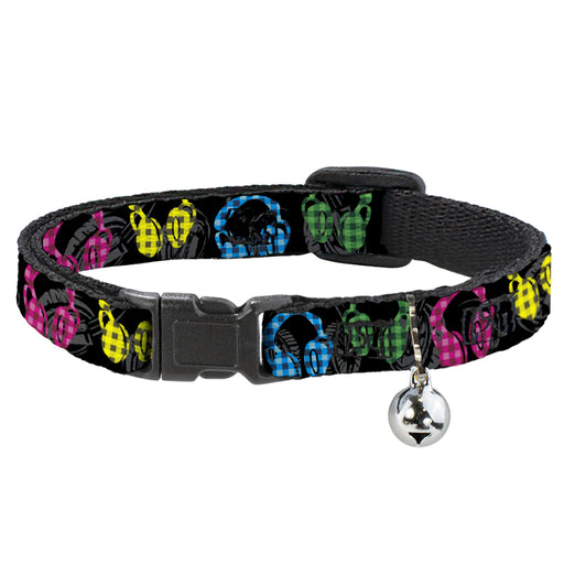 Cat Collar Breakaway - Headphones Buffalo Plaid Black Neon Breakaway Cat Collars Buckle-Down   