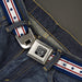 BD Wings Logo CLOSE-UP Full Color Black Silver Seatbelt Belt - Americana Stars & Stripes 6 Blue/White/Red Webbing Seatbelt Belts Buckle-Down   