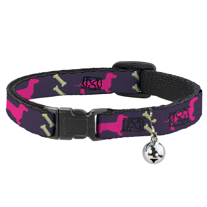 Cat Collar Breakaway - Dachshunds & Bones Purple Fuchsia Green Breakaway Cat Collars Buckle-Down   