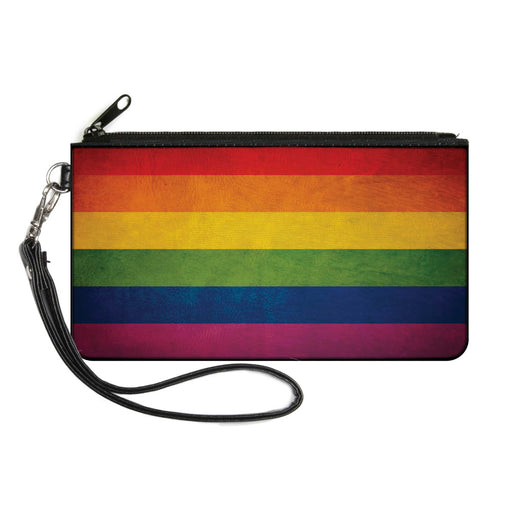 Canvas Zipper Wallet - SMALL - Flag Pride Distressed Rainbow Canvas Zipper Wallets Buckle-Down   