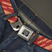 BD Wings Logo CLOSE-UP Full Color Black Silver Seatbelt Belt - Bacon Slices Red Webbing Seatbelt Belts Buckle-Down   