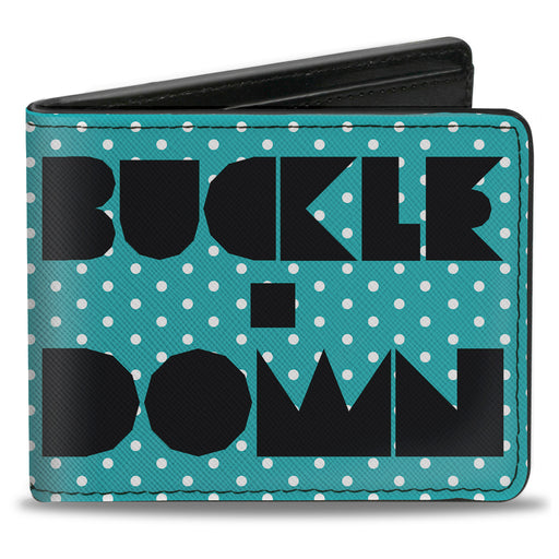 Bi-Fold Wallet - BUCKLE-DOWN Shapes Dot Turquoise White Black Bi-Fold Wallets Buckle-Down   