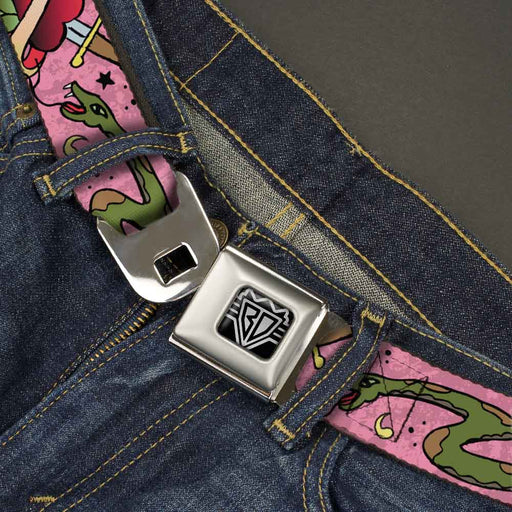 BD Wings Logo CLOSE-UP Full Color Black Silver Seatbelt Belt - Live Hard Die Young Pink Webbing Seatbelt Belts Buckle-Down   