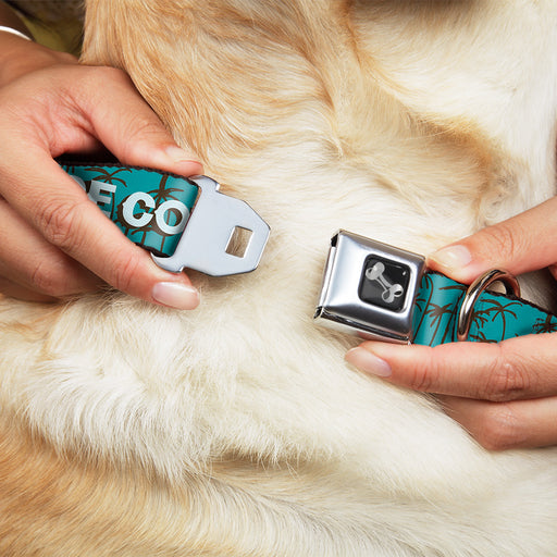 Dog Bone Seatbelt Buckle Collar - ORANGE COUNTY/Palm Trees Blue/Brown/Light Blue Seatbelt Buckle Collars Buckle-Down   