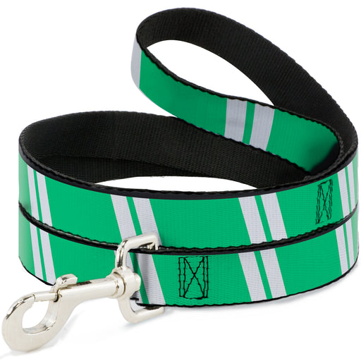 Dog Leash - Hash Mark Stripe Double Green/Silver Dog Leashes Buckle-Down   