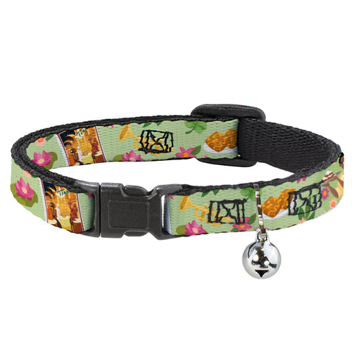 Cat Collar Breakaway with Bell - The Princess and the Frog Tiana's Place Collage Greens Pinks Breakaway Cat Collars Disney   
