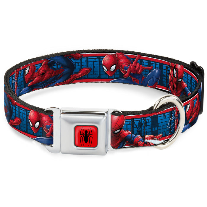 2016 SPIDER-MAN Spider Logo5 Full Color Red Black Seatbelt Buckle Collar - SPIDER-MAN 3-Action Poses/Bricks/Stripe Blues/Red/White Seatbelt Buckle Collars Marvel Comics   