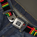 BD Wings Logo CLOSE-UP Full Color Black Silver Seatbelt Belt - Maze Lines Black/Rasta Webbing Seatbelt Belts Buckle-Down   