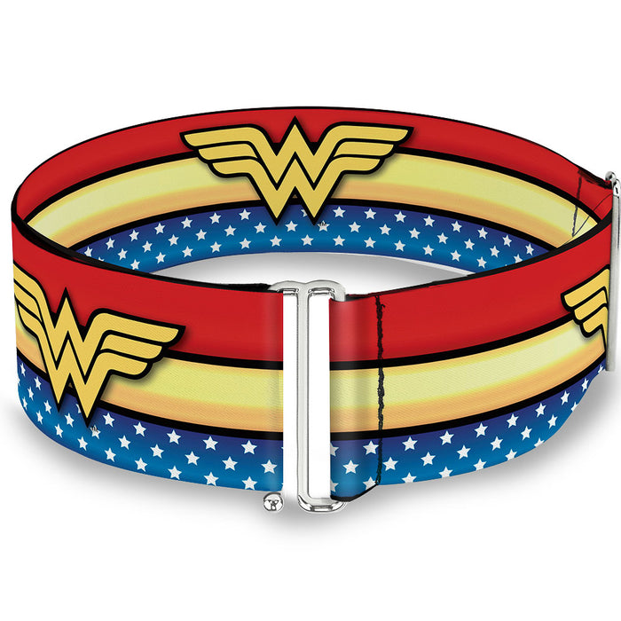 Cinch Waist Belt - Wonder Woman Logo Stripe Stars Red Gold Blue