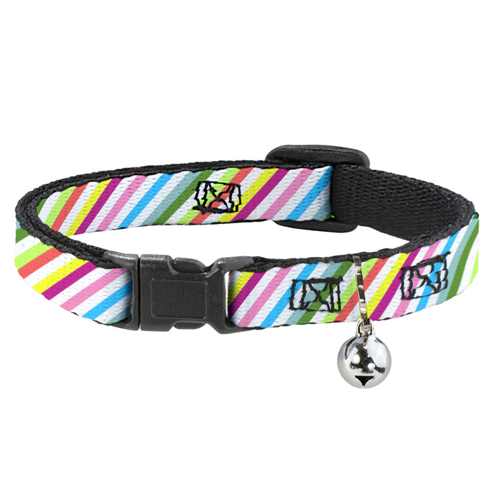 Cat Collar Breakaway - Diagonal Stripes White Multi Color Breakaway Cat Collars Buckle-Down   