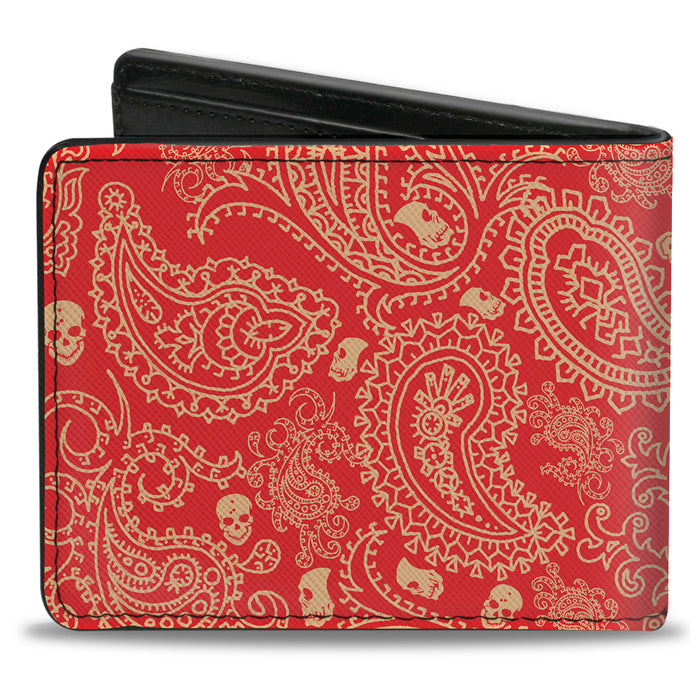 Bi-Fold Wallet - Bandana Skulls Scarlet Red Gold Bi-Fold Wallets Buckle-Down   
