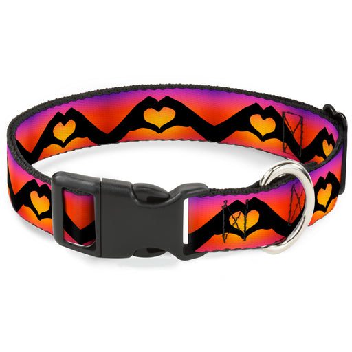 Plastic Clip Collar - Hand Heart Silhouette Ombre Purples/Orange/Pinks Plastic Clip Collars Buckle-Down   
