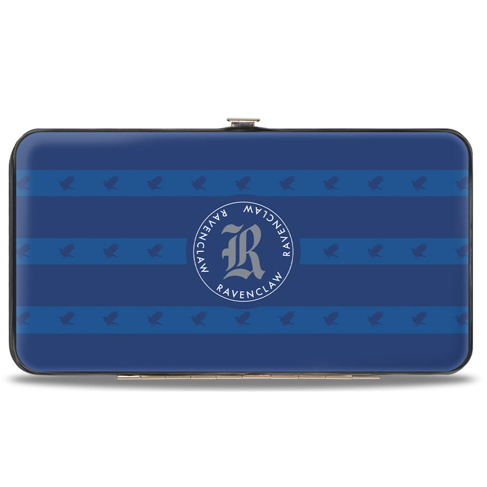 Hinged Wallet - HOGWARTS ALUMNI RAVENCLAW + Initial Monogram Eagle Icon Stripe Blues Gold Gray White Hinged Wallets The Wizarding World of Harry Potter   