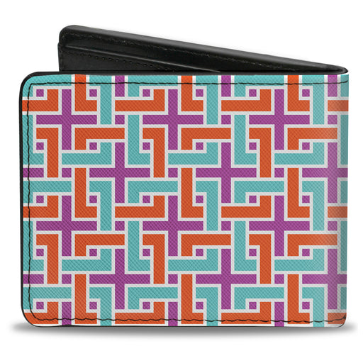 Bi-Fold Wallet - Weave CLOSE-UP White Pink Orange Aqua Bi-Fold Wallets Buckle-Down   