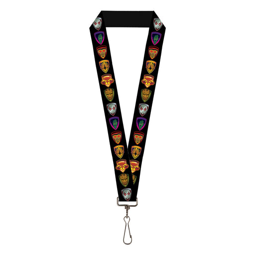 GUARDIANS OF THE GALAXY - EVERGREEN Lanyard - 1.0" - Guardians of the Galaxy Badge 5-Character Icons Black Multi Color Lanyards Marvel Comics   