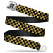 BD Wings Logo CLOSE-UP Full Color Black Silver Seatbelt Belt - Checker Weathered Black/Yellow Webbing Seatbelt Belts Buckle-Down   