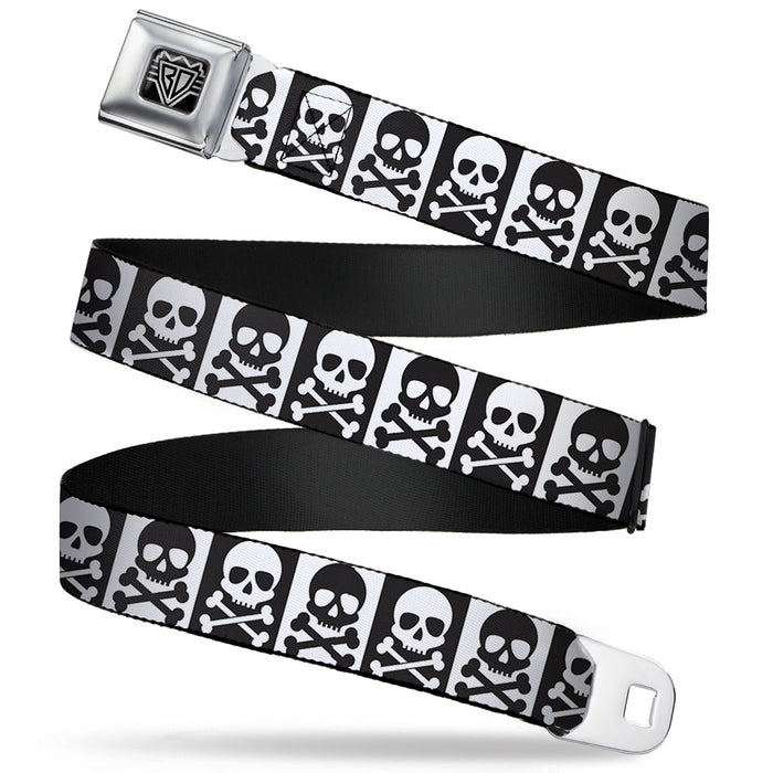 BD Wings Logo CLOSE-UP Full Color Black Silver Seatbelt Belt - Skull & Cross Bones Blocks Black/White White/Black Webbing Seatbelt Belts Buckle-Down   