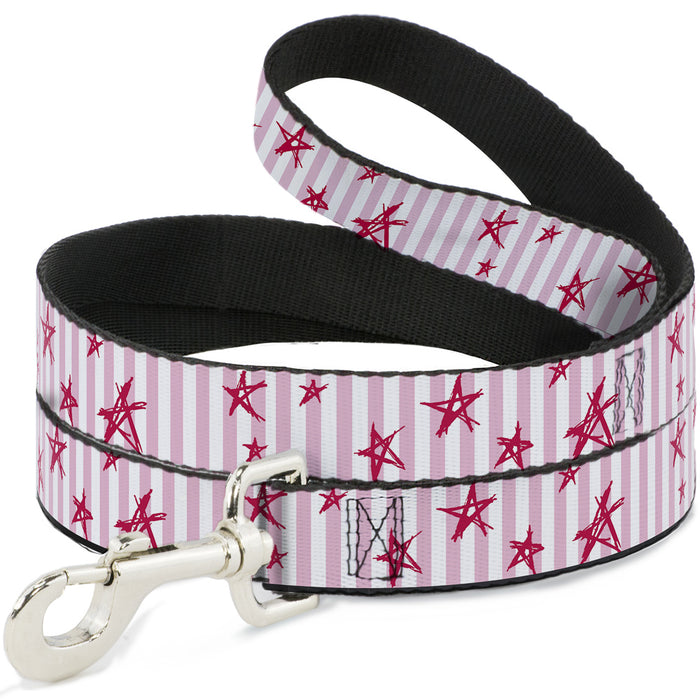 Dog Leash - Sketch Stars w/Stripes Pink/White/Fuchsia Dog Leashes Buckle-Down   