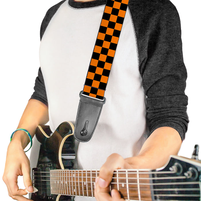 Guitar Strap - Checker Black Neon Orange Guitar Straps Buckle-Down   
