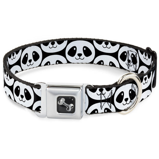 Dog Bone Seatbelt Buckle Collar - Smiling Panda Repeat Black/White Seatbelt Buckle Collars Buckle-Down   