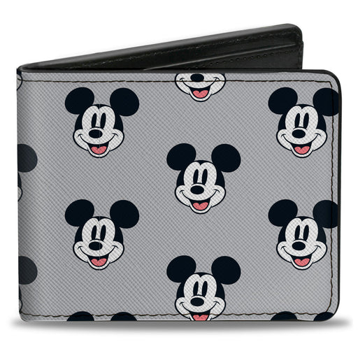 Bi-Fold Wallet - Mickey Mouse Smiling Face Monogram Gray Bi-Fold Wallets Disney   