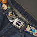 Nick 90'S Rewind Icon Full Color Black/Blue/Pink Seatbelt Belt - Nick 90's Rewind 16-Character Poses Navy Blue Webbing Seatbelt Belts Nickelodeon   