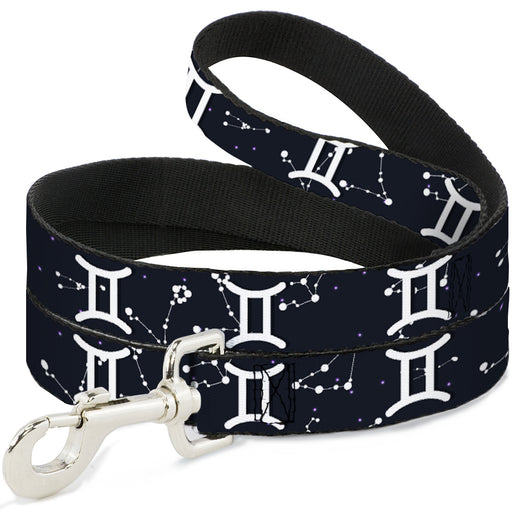 Dog Leash - Zodiac Gemini Symbol/Constellations Black/White Dog Leashes Buckle-Down   