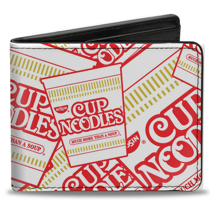 Bi-Fold Wallet - NISSIN CUP NOODLES Cups Stacked White Red Dark Yellow Bi-Fold Wallets Nissin Foods   