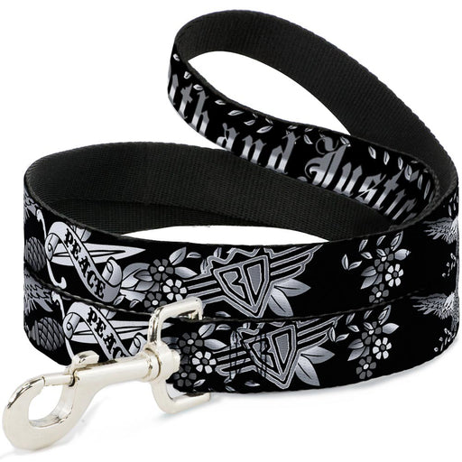 Dog Leash - Truth and Justice Black/White Dog Leashes Buckle-Down   