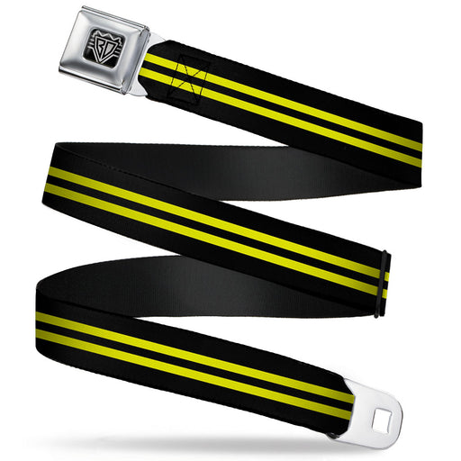 BD Wings Logo CLOSE-UP Full Color Black Silver Seatbelt Belt - Stripe Black/Yellow Webbing Seatbelt Belts Buckle-Down   