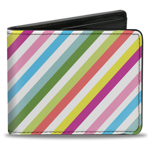 Bi-Fold Wallet - Diagonal Stripes White Multi Color Bi-Fold Wallets Buckle-Down   