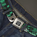 BD Wings Logo CLOSE-UP Full Color Black Silver Seatbelt Belt - Grunge Chaos Green Webbing Seatbelt Belts Buckle-Down   