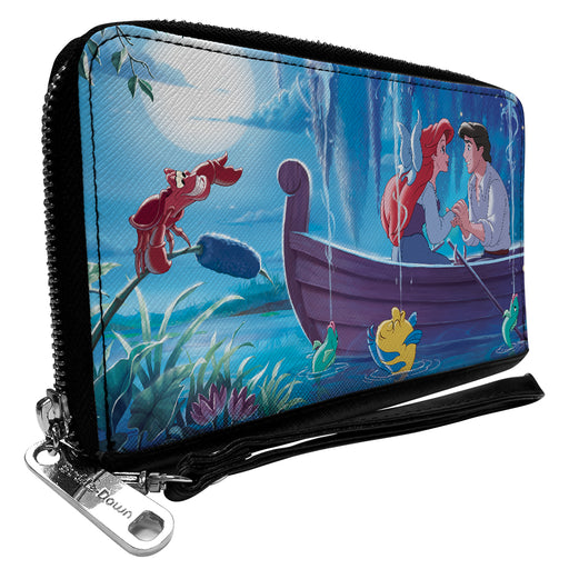PU Zip Around Wallet Rectangle - The Little Mermaid Ariel and Eric Kiss the Girl Scene Clutch Zip Around Wallets Disney   