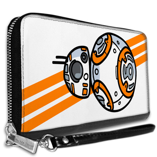 Women's PU Zip Around Wallet Rectangle - Star Wars BB-8 Pose Stripe White Orange Clutch Zip Around Wallets Star Wars   