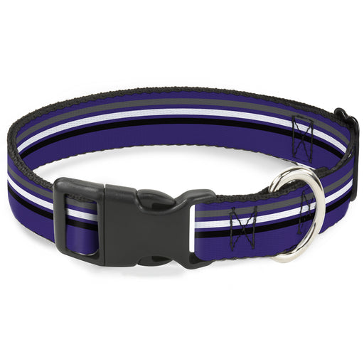 Plastic Clip Collar - Racing Stripes Purple/Gray/White/Black Plastic Clip Collars Buckle-Down   
