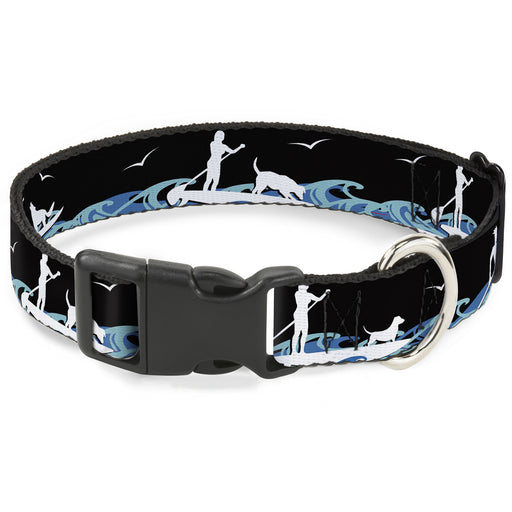 Plastic Clip Collar - SUP w/Dog Black/Blues/White Plastic Clip Collars Buckle-Down   