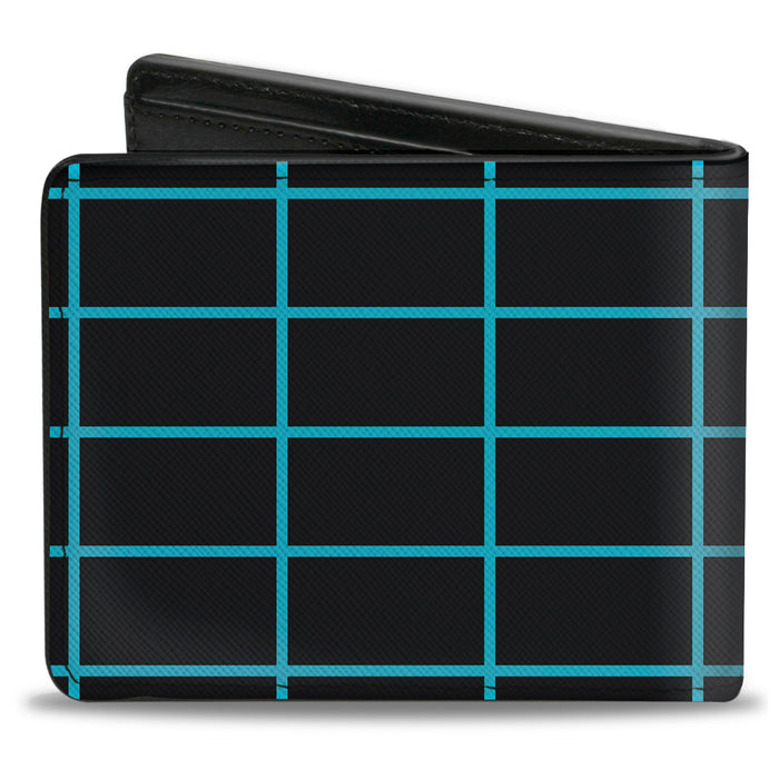 Bi-Fold Wallet - Wire Grid Black Blue Bi-Fold Wallets Buckle-Down   