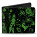 Bi-Fold Wallet - The Nightmare Before Christmas Character Collage Black Green Bi-Fold Wallets Disney   