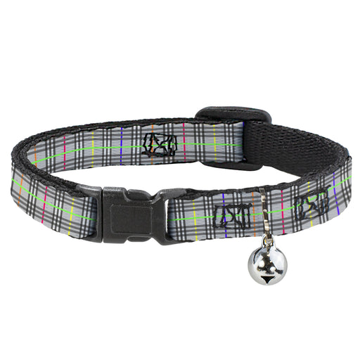 Cat Collar Breakaway - Plaid Gray Multi Neon Breakaway Cat Collars Buckle-Down   