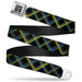 BD Wings Logo CLOSE-UP Full Color Black Silver Seatbelt Belt - Plaid Black/Yellow/Turquoise/Gray Webbing Seatbelt Belts Buckle-Down   