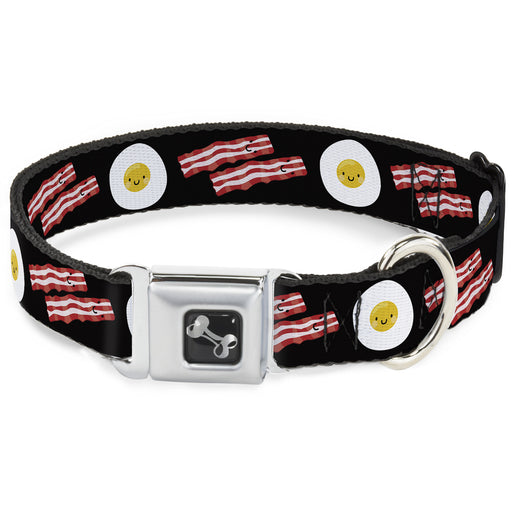 Dog Bone Seatbelt Buckle Collar - Bacon & Eggs Black Seatbelt Buckle Collars Buckle-Down   