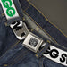 BD Wings Logo CLOSE-UP Full Color Black Silver Seatbelt Belt - SWAGG White/Black/Green Webbing Seatbelt Belts Buckle-Down   