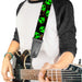 Guitar Strap - Aliens Head Scattered Galaxy2 Green Black Guitar Straps Buckle-Down   