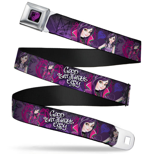 Descendants Dragon Heart Full Color Black Purples Seatbelt Belt - Descendants Mal 3-Poses GOOD ISN'T ALWAYS/Hearts/Dragons EASY Purples/Pinks Webbing Seatbelt Belts Disney   